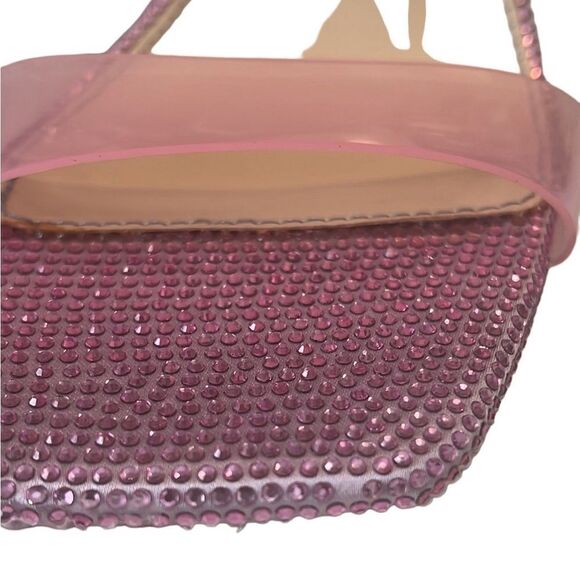 Betsey Johnson Pink Rhinestone Square Toe Ankle Strap Stiletto Heels Sz 7.5 - Picture 4 of 12